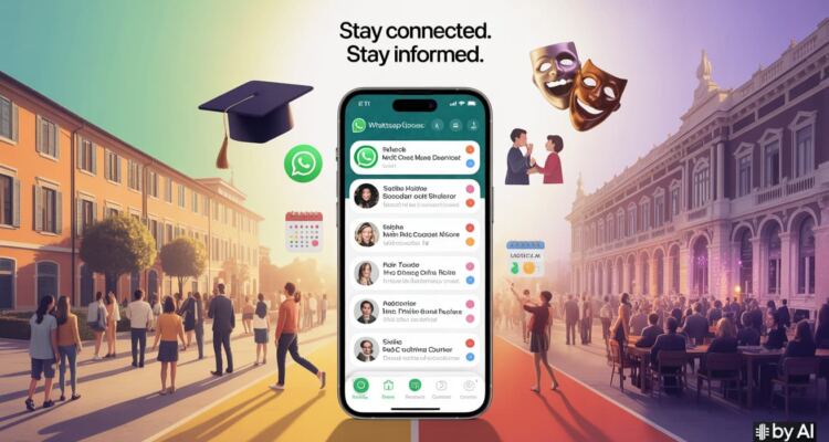 Un'immagine grafica per rappresentare l'uso dei Canali Whatsapp nelle scuole e nelle associazioni culturali