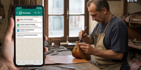 Un'immagine grafica per rappresentare l'uso dei Canali Whatsapp per negozi e artigiani locali