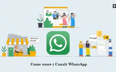 Un'immagine grafica con attività locali e gruppi per rappresentare come usare i Canali WhatsApp