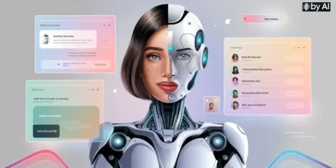 Un volto femminile mezza donna e mezza robot a rappresentare gli errori dell'ai.