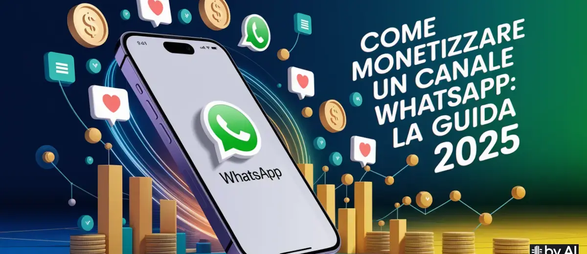 Una grafica con un cellulare al centro per rappresentare come monetizzare un canale whatsapp