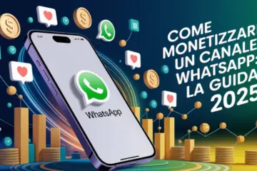 Una grafica con un cellulare al centro per rappresentare come monetizzare un canale whatsapp