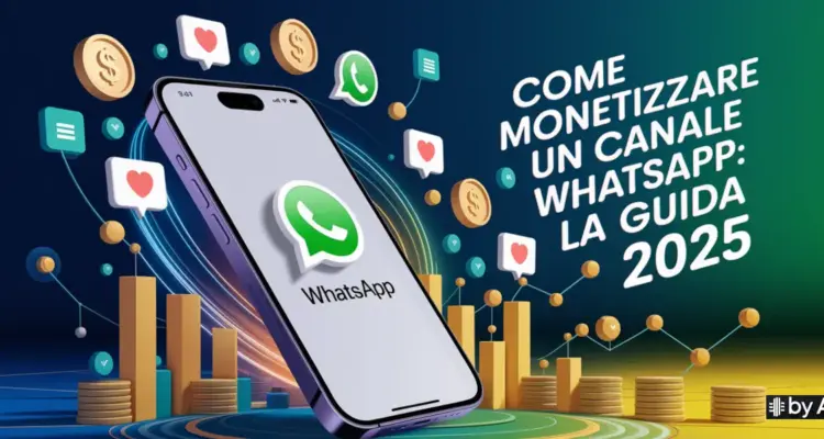 Una grafica con un cellulare al centro per rappresentare come monetizzare un canale whatsapp